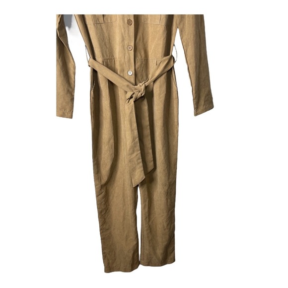 Nasty Gal Jumpsuit Brown Utility Long Sleeve‎ Belted Outfit Women Size Med/Large - Picture 4 of 8